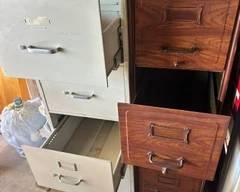 Filing cabinets.
