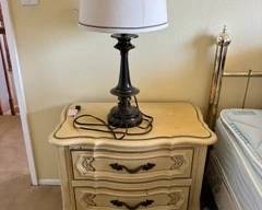 Vintage white French Provincial carved painted night stands. (2of2)
