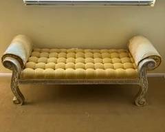 French Louis XVI stylte tufted window seat bench.
