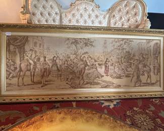 Antique Tapestry Panel with Spanish Dancers and Matadors