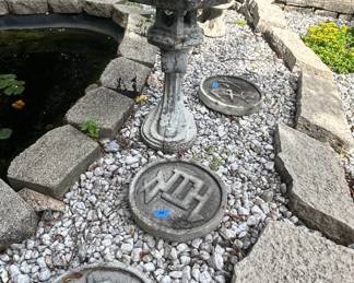 Vintage Concrete Mushroom Garden Statue and Japanese Garden Lanterns third image