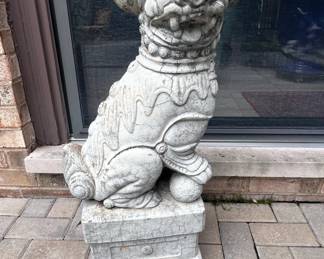 Pair of Concrete Foo Dog Statues