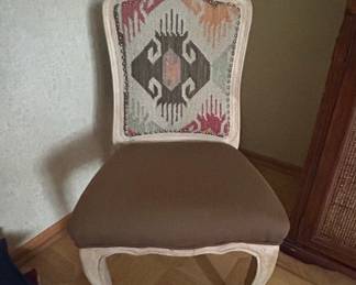 French Provincial Style Accent Chair with Geometric Tapestry Upholstery second image
