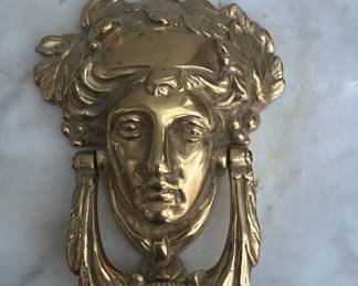 Brass Medusa or Grecian Goddess Face Door Knocker
