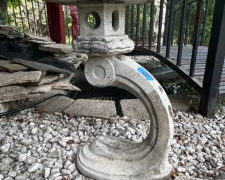 Vintage Concrete Mushroom Garden Statue and Japanese Garden Lanterns second image