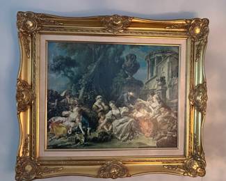 The Bird Catchers by Franois Boucher Oil Painting Reproduction in Giltwood Frame