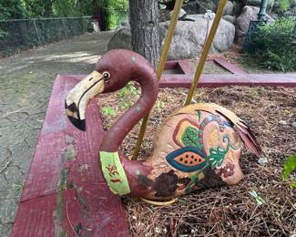 HandPainted Gourd Flamingo Garden Sculpture