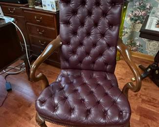 Heritage A Living Tradition Tufted Leather Wingback Chair