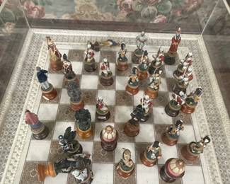 The Raj Chess Set by Franklin Mint with Display Case and Table second image