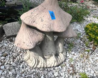 Vintage Concrete Mushroom Garden Statue and Japanese Garden Lanterns fourth image