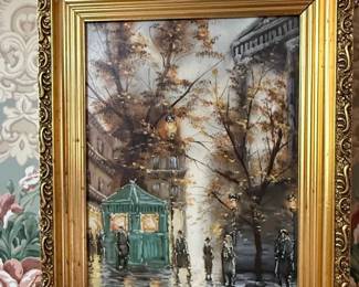 Antoine Blanchard Signed Oil Painting of Parisian Street Scene