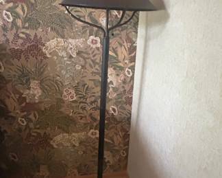 French Provincial Style Accent Chair with Geometric Tapestry Upholstery