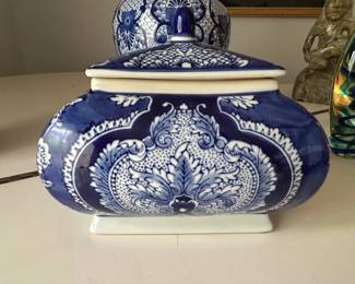Delft Blue and White Porcelain Ginger Jar with Lid