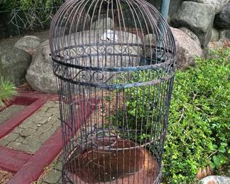 Vintage Wrought Iron Bird Cage