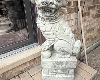Pair of Concrete Foo Dog Statues B