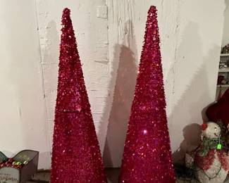 Pink Glitter Cone Christmas Trees
