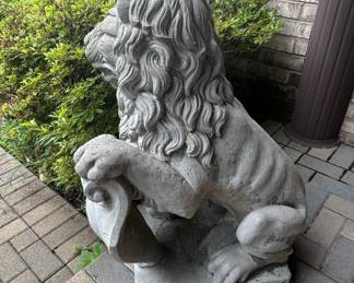 Stone Lion Statue with Shield