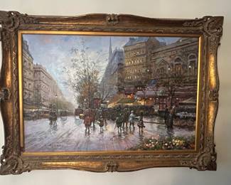 J.F. Gilbert Parisian Street Scene Oil Painting