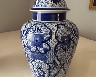 Blue and White Talavera Ginger Jar with Lid