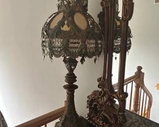 Ornate Gilt Bronze and Crystal Table Lamp, possibly Loevsky  Loevsky