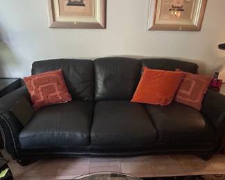 Marshall Fields Black Leather Sofa
