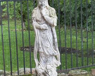Vintage Concrete Garden Statue of Guanyin