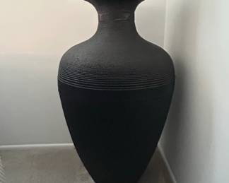 Large Black Textured Ceramic Vase