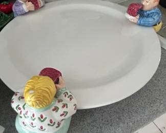 Lotus Handcrafted Ceramic Cake Stand with Figural Embellishments