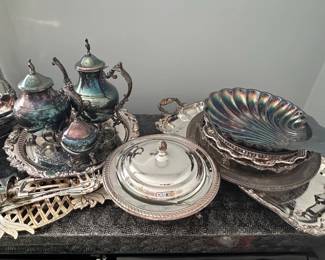 Victorian SilverPlated Tea Set and Serving Pieces, possibly Reed Barton