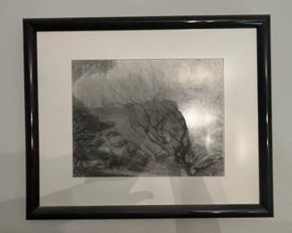 Framed Black and White Photograph of Trees