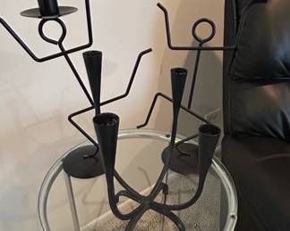 MidCentury Modern Metal Figural Candlestick Set