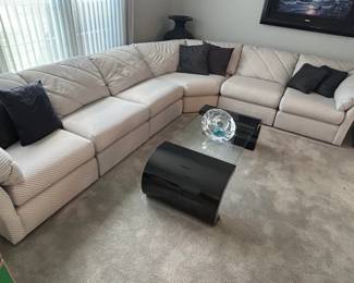 Postmodern LShaped Sectional Sofa with Sculptural Coffee Table