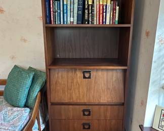 MidCentury Modern Walnut Secretary Desk with Hutch and Drawers