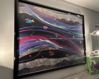 Abstract Geometric Mixed Media Art