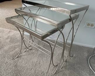 Set of Chrome and Glass Nesting Tables