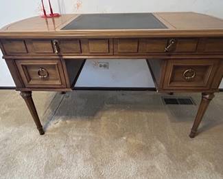 Vintage Sligh Lowry French Provincial Writing Desk with Leather Top