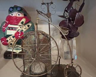 Vintage Metal PennyFarthing Bicycle Sculpture with Lantern Top