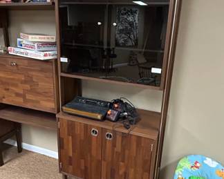 MidCentury Modern Ello Walnut and Smoked Glass Display Cabinet