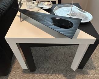 Modern Black Abstract Sculpture with Silver Golf Ball Marker