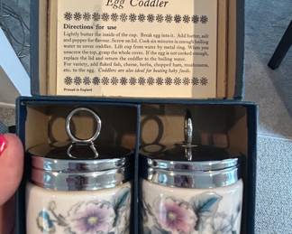 Royal Worcester Egg Coddler Set Woodland Pattern