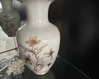 White Porcelain Vase with Gold Floral Design Reichenbach