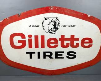 Vintage Gillette Tires "A Bear For Wear" Metal Sign, 40" x 48" 