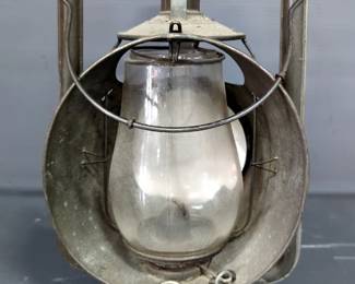 Star Headlight & Lantern Company Railroad Lantern With Protective Case And Reflector, 15" Tall