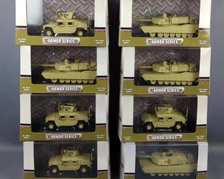 M.T.H. Armor Series 1:48 Scale Diecast Military Vehicles, Qty 8, In Original Boxes 