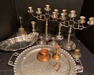 Silver  Copper Tone Candle Holders  Serving Dishes