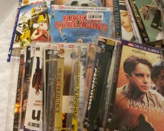 Shoe Box Full Of Single Digital Surround Sound DVDs In Plastic Sleeves