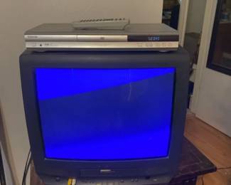 Old School Panasonic StereoTV With Omnivision Built In VHS Player And A Toshiba DVD Player