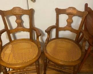 002 Two Very Old Victorian Style Walnut Cane Back Chairs