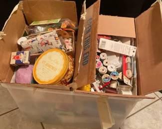 Tote  Two Boxes Full Of Sewing Notions
