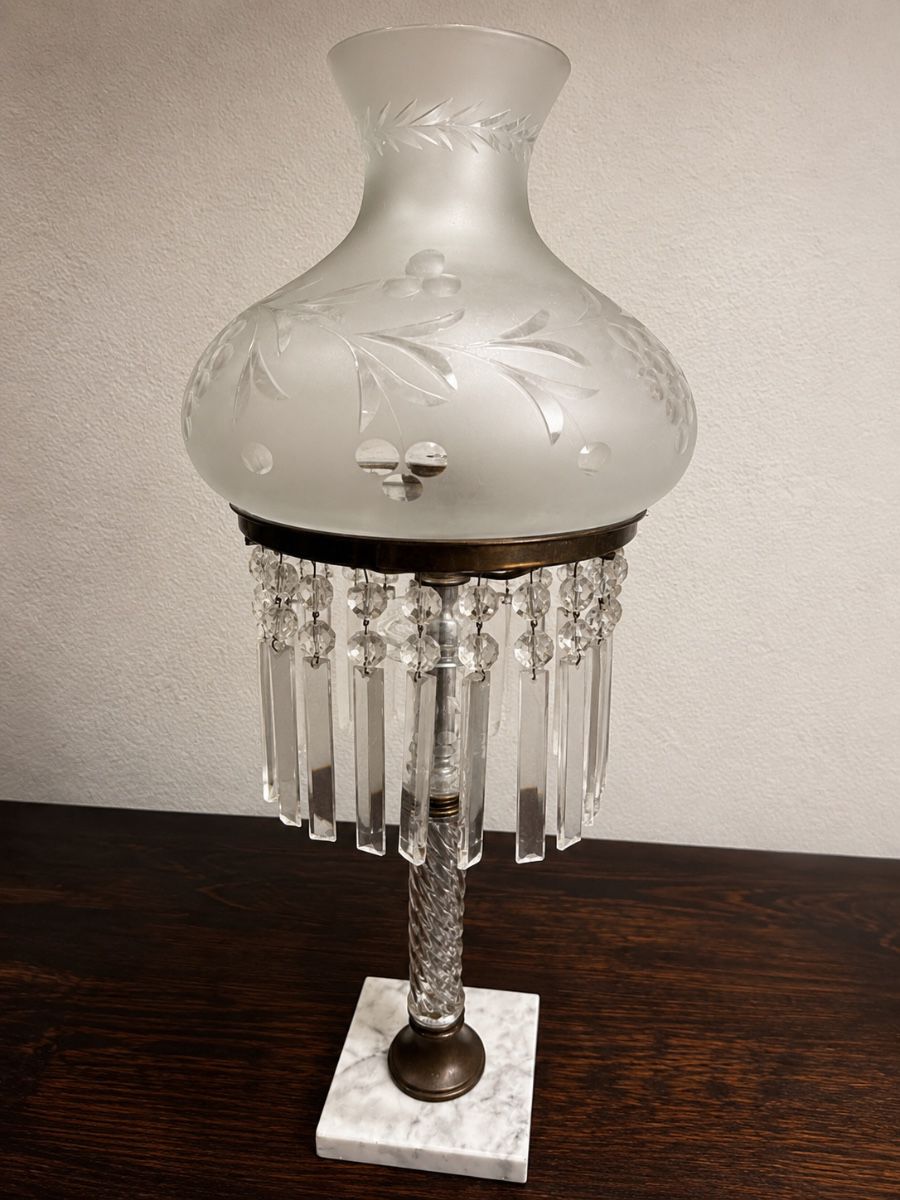 Crystal Chandelier Table Lamp with Marble Base 
